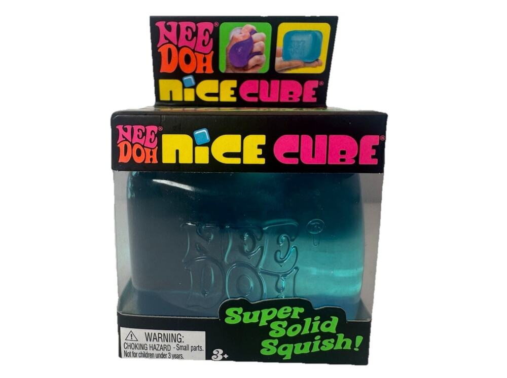 Schylling NeeDoh Nice Cube Blue Super Solid Squish Sensory Fidget Toy New